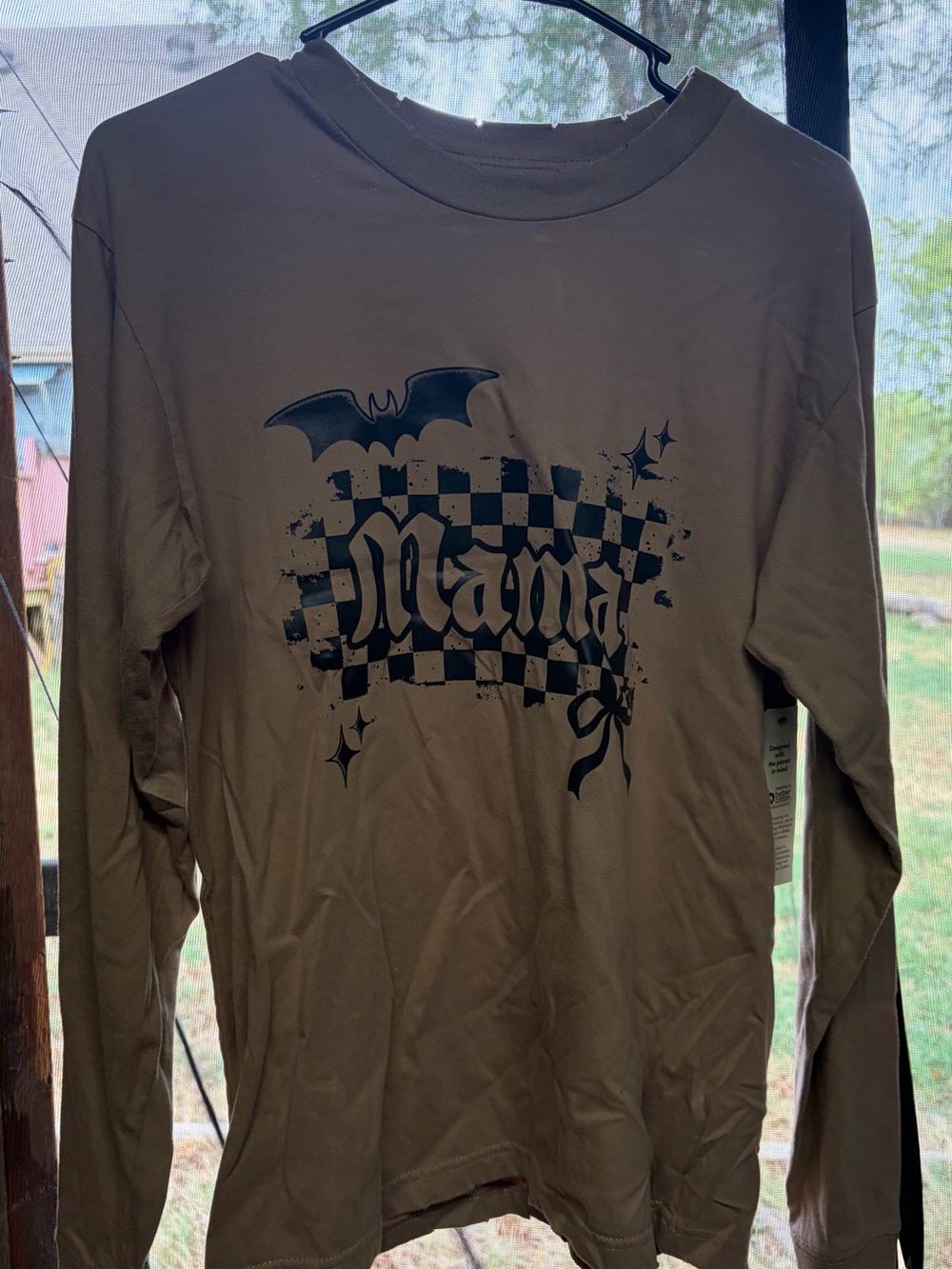 Men's Long-Sleeve Graphic Shirt - brown with Black Print